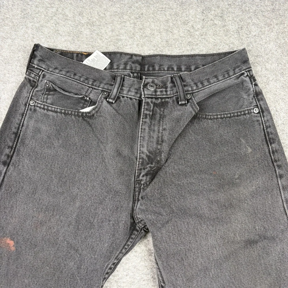 Levi's 505 Straight Leg Jeans‎ Mens 33x32 Faded Black Distressed Denim Workwear